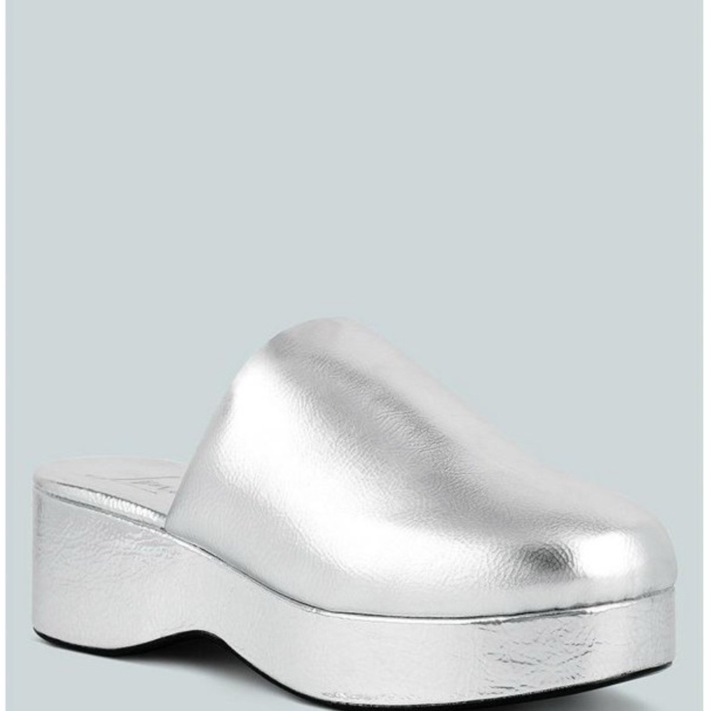 Silver Platform Mules